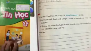 Phụ huynh bức xúc khi vở bài tập Tin học lớp 3 in link ‘web đen’